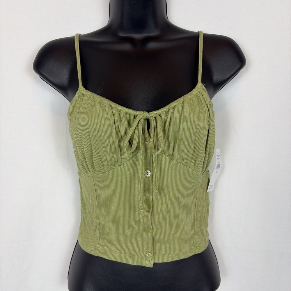 NWT Green American Eagle Soft & Sexy Striped Button-Front Camisole Tank Women S
